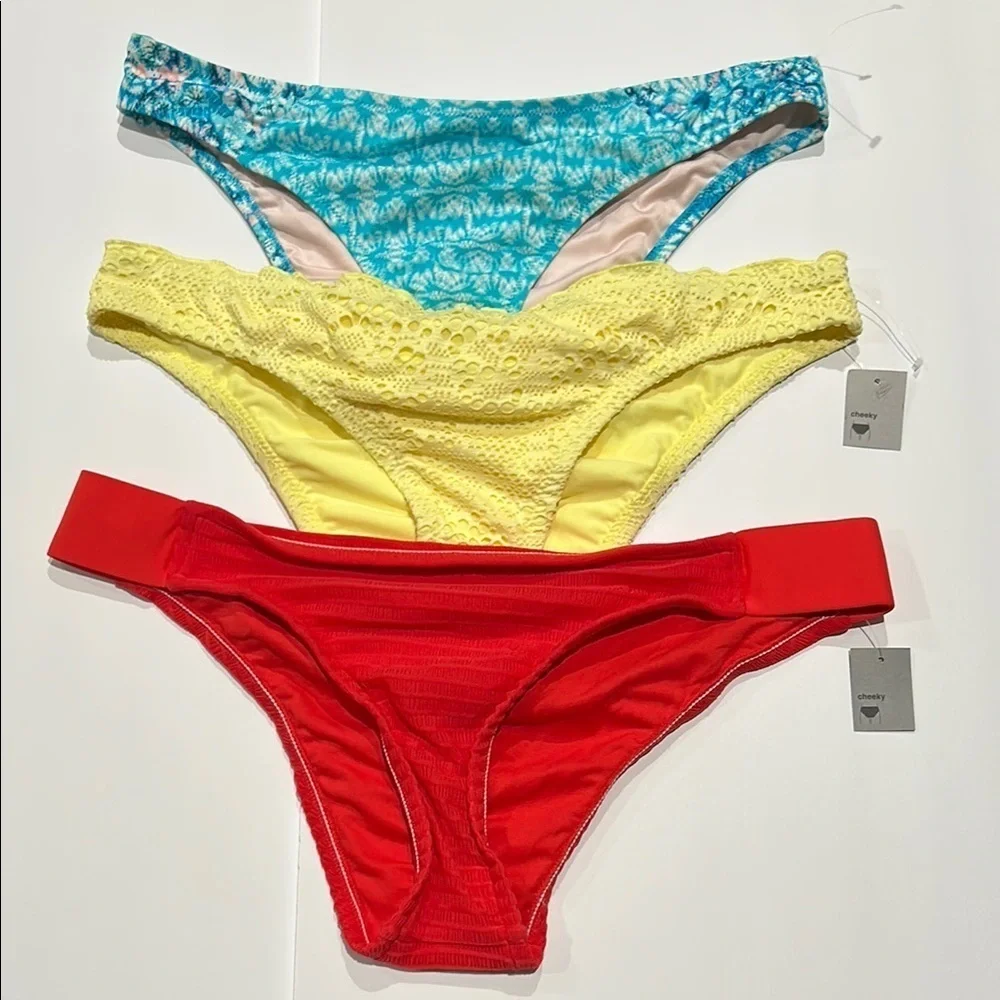 Bikini Swim bundle of 3 pairs bottoms red blue yellow XL new
